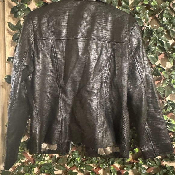 Vintage Saguaro Genuine Leather Croc-Embossed Black Jacket Y2K Style Size Large - Picture 8 of 14